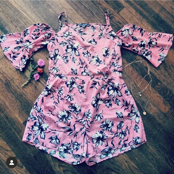 primark pink denim playsuit